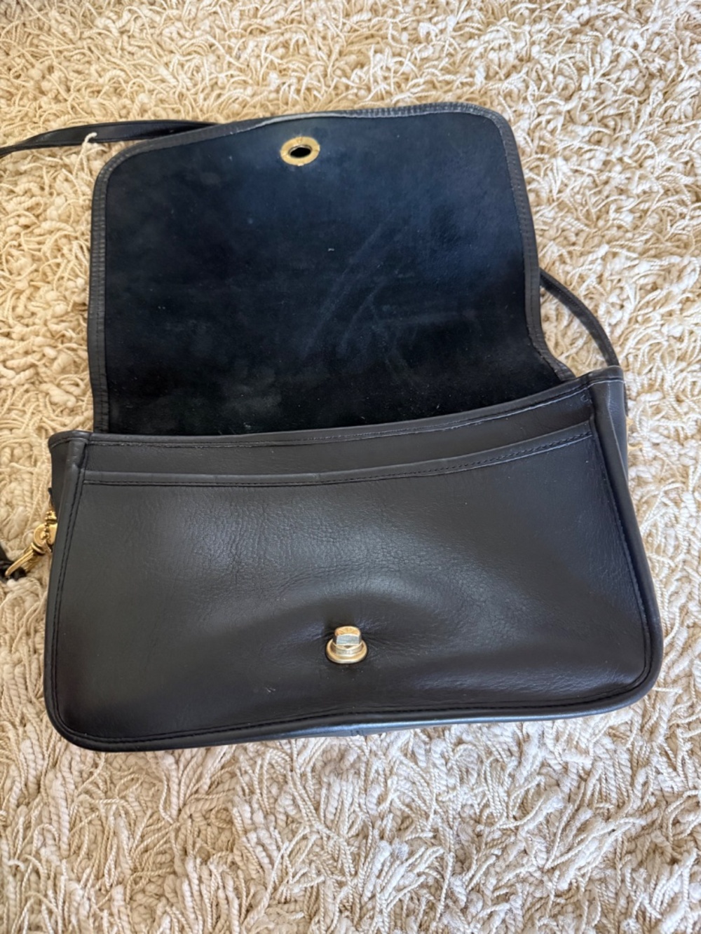 VTG Coach Black Glove Tanned Leather Organizer/Courier Crossbody Bag 0605 NYC - Picture 4 of 16